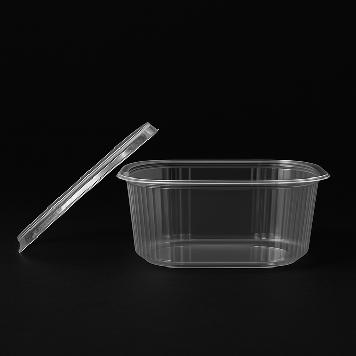 Rechteckige Salatbox aus Kunststoff - 100er Packung